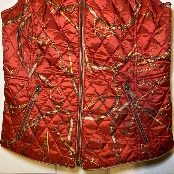 Equestrian Print Quilted Vest Size S - Picture 6 of 9